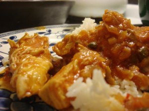 Chicken in spicy creole sauce is one of Leandro's favorites.