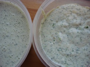 Left, Green Goddess dressing; right, dip