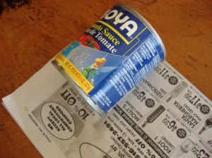 We rolled them around an 8 oz. tomato sauce can, tucked in the bottom, then slid off.