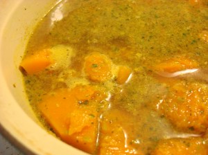 squash and seasonings simmering