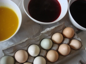 Ready, steady, go - note the glorious colors already on the Restoration Farm Eggs