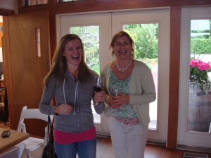 Karen came by to finish the day as it should be..with a glass of wine (first she tormented me with blind tastings, of course. Cause that's what we do!