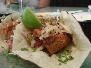 I wish I had a better photo of the fish tacos. They were love-ly!