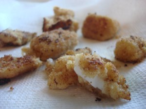 Once they are pan-fried, these flaky, crunchy cubes can be used in many ways!