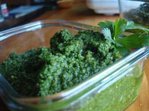 Cilantro-parsley pesto