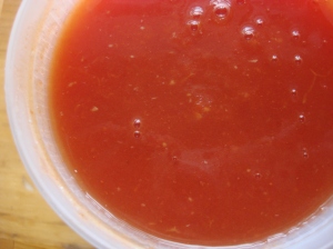 The final product! Tomato puree that will be great when the weather turns....