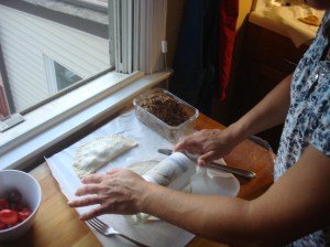 Improvised rolling pin. Yet another reason to enjoy wine responsibly