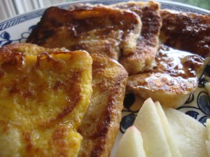 The sliced apples were a big hit with the French toast, dipped judiciously in the maple syrup and cinnamon.