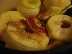 We used Roma for sweet, Granny Smith for tart, and Honeycrisp because they are delicious.