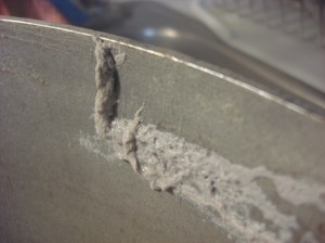 The milk captures the sticky stuff somehow and makes clean-up much easier.