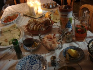 A view of the early buffet items